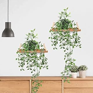 Artificial Hanging Plants, 2 Pack Fake Hanging Potted Plants, Fake Ivy Leaves Decoration for Indoor Outdoor, Decorative Faux Greenery Vine Plants with Pots for Room Patio Home Garden Office Wall Decor