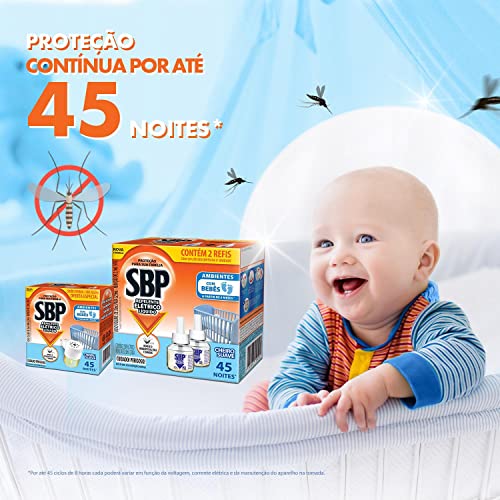 Repelente Elétrico Líquido SBP 45 Noites Cheiro Suave com 2 unidades de 32.9ml