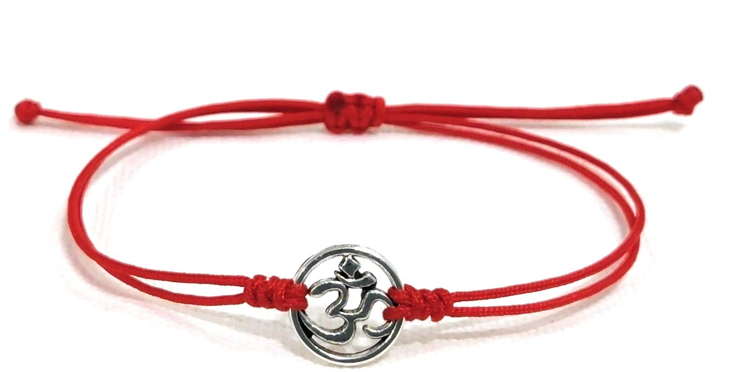 OM bracelet with red cord adjustable for (unisex adult)