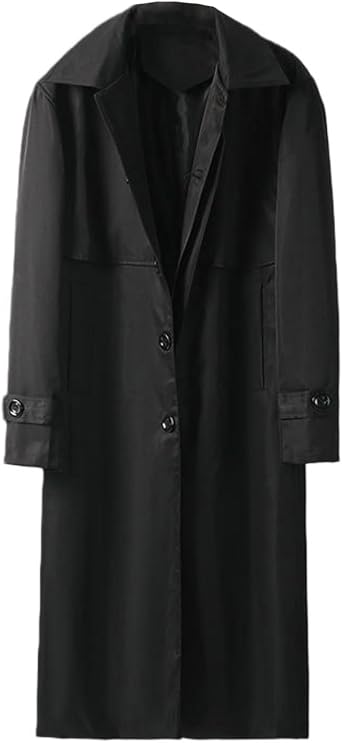 Mens Spring Autumn Double-Breasted British Over-Knee Long Trench Jacket