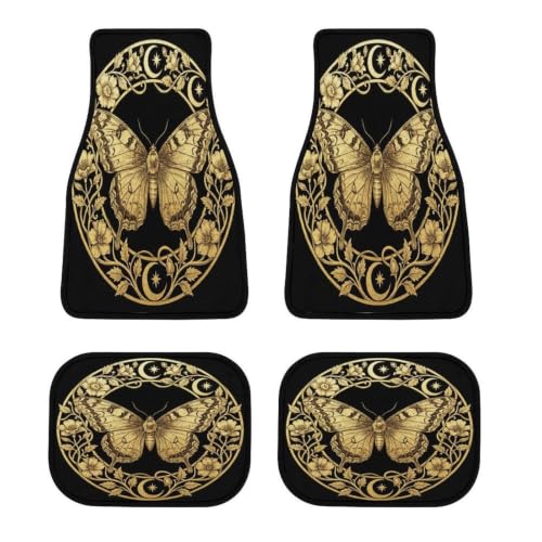 4-Piece Set Trim-to-Fit Anti-Skid Sun Moon Car Carpet Set