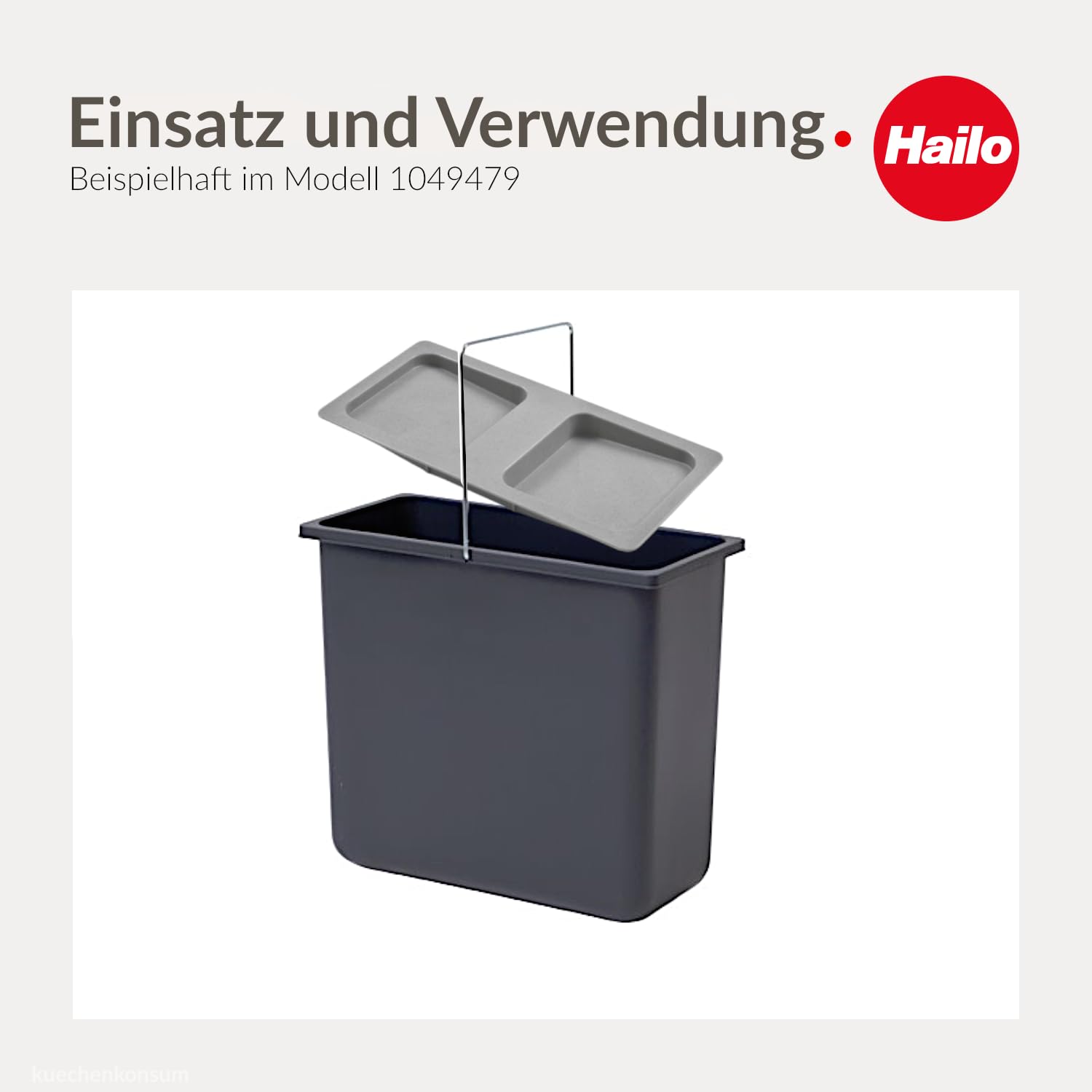 Hailo Abfallsammler Deckel für Inneneimer | Ersatzdeckel für Hailo Mülleimer | Kunststoff hellgrau Generation I | Passend fürInneneimer in Abfallsystemen