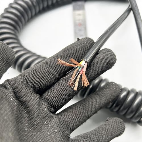 Cable en espiral de 5 núcleos extensible a 3.75 metros con base de cobre para colgar 5