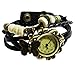 Elite Charm® Butterfly Pendant Quartz Fashion Weave Wrap Leather Bracelet Womens Wrist Watches
