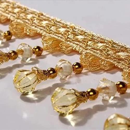 12 Yards Curtain Trim Hanging Crystal Beads Tassel Fringe Lampshades Decorative Braid Trim Home Decor Sewing Crafts