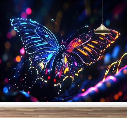 Papillon papier peint 3D pour habiller le mur TV du salon - 2