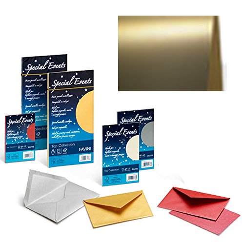 FAVINI A57H118 Special Events 10 buste colore Oro Perlescente e Metallizzato 120 gr formato 17X17 cm Made in Italy