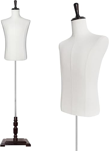 Torso de maniquí masculino con soporte, altura ajustable de 61"-78", maniquí de cuerpo para exhibición de ropa en tiendas de costura