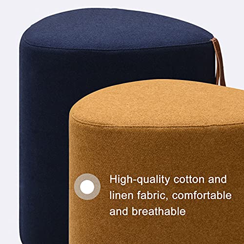 Taburete otomano triangular con reposapiés de algodón y asa para salón 7