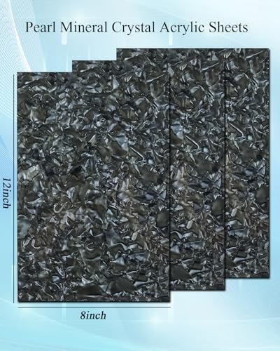 Image of TOEPODO Pearl Mineral Crystal Acrylic Sheets 1 /8 Thick Cast Acrylic Opaque Plastic Panels for Laser Cutting Crafting DIY Home /Festival Decore(3, Black, 8x12inch)