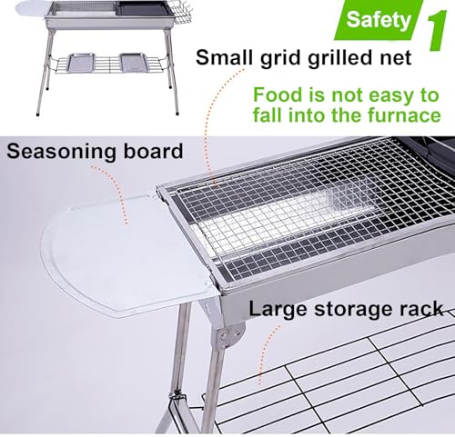 Grill ze stali nierdzewnej, grill, dwustronne otwory wentylacyjne, przenośny składany grill, na pikniki na świeżym powietrzu, kemping, do ogrodu, na imprezy domowe