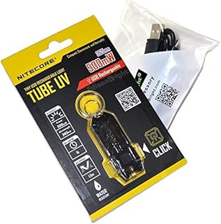 Nitecore TUBE UV 500mW USB rechargeable Ultraviolet blacklight LED keychain light and EdisonBright brand USB charging cable bundle