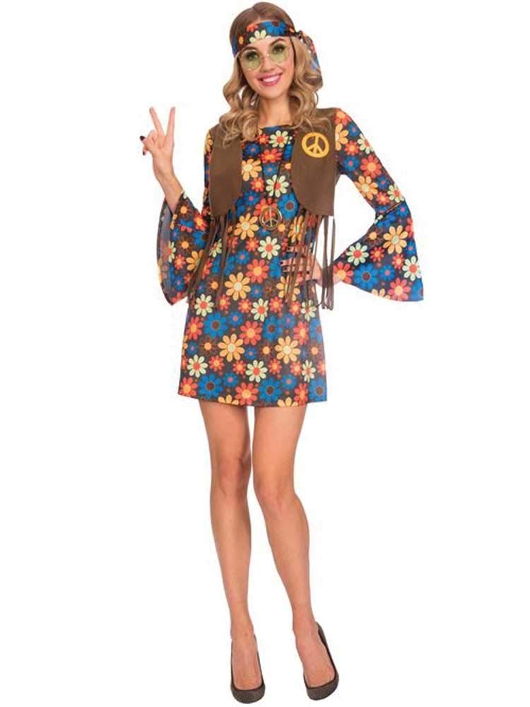 Amscan Adult Ladies 60s Groovy Hippy Woman Fancy Dress Costume