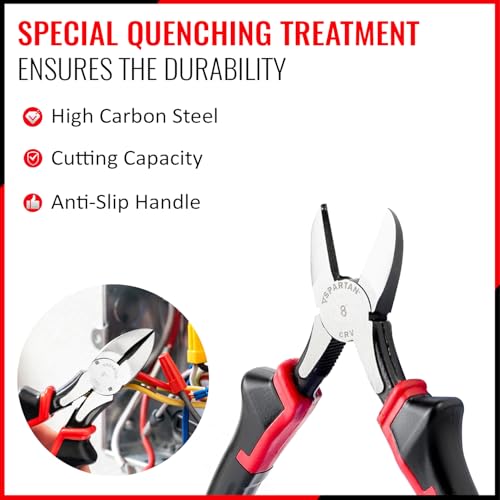 Image of Spartan 6 Inch Side Cutting Plier With Chrome Vanadium Steel | Easy Cutting Of Copper & Aluminium cable | Comfortable Non-Slip Grip | For Electricians, Home DIY, Repair and Workshop Use