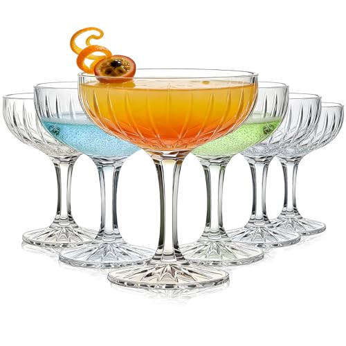 6 PCS 228ml Classic Martini Glass Set, Super Margarita, Manhattan, Espresso Martini Cocktail Glasses, Perfect for Home Bar Entertaining & Gatherings