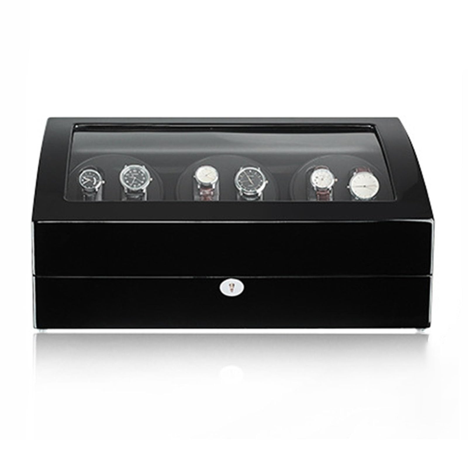 MYUYEE Luxury Automatic Watch Winder Box For 6 Watches And Extra 7 Storages Piano Paint Exterior Watches Display Box Flexible Watch Pillow Quiet Japanese Motor (A-6+7)