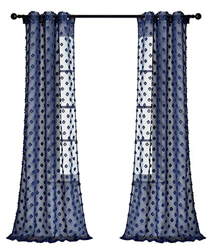 Lush Decor, Visillo Transparente con Lunares, 213 x 96,5 cm, Azul Marino