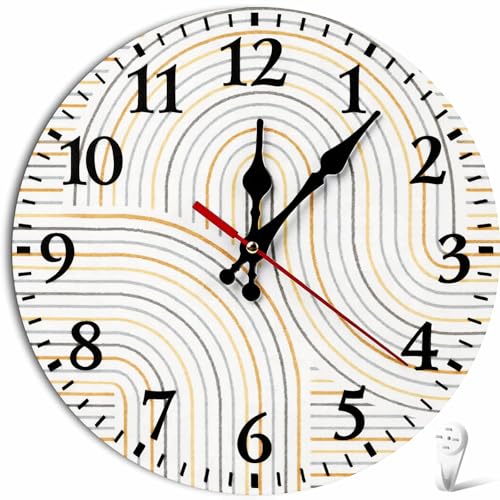 LANXINI Abstract Geometric Wall Clock with Curved Lines and Stripes