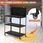 OLBRUS 50.4 X 33.4 Inch Workbench,Heavy Duty 200LBS Steel Work Bench with Pegboard and Lockable Wheels, Rolling Tool Storage Work Table for Garage Workshop Warehouse (50.4" X 33.4")
