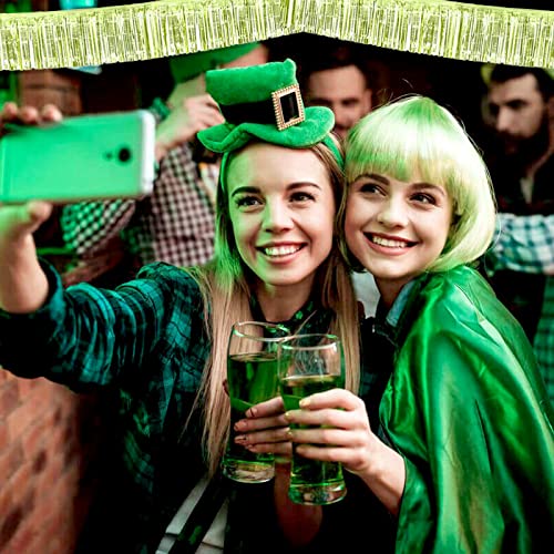 Image of 6 Pack 10 Feet Foil Fringe Garland Metallic Tinsel Streamers Banner Wall Hanging Backdrop Banner for Parade Floats, Thanksgiving, Christmas, Birthday, Halloween Party Decorations(Light Green)