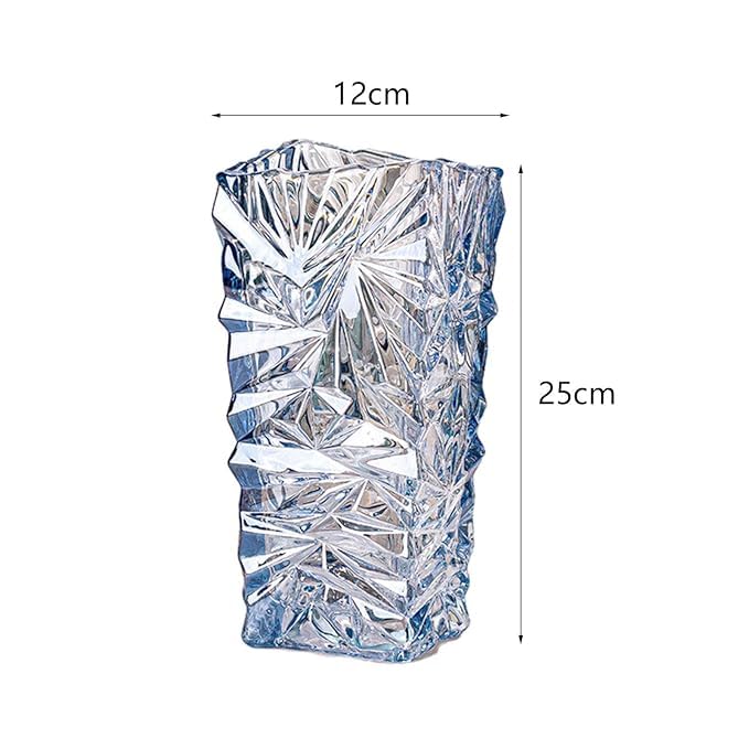 ◆ セサぼー Buy Red-Rubby Glass Diamond Cut Flower Pot, Crystal Clear Vase for