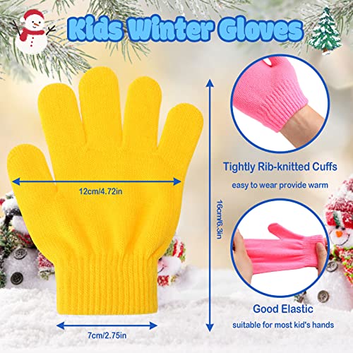 Handepo 24 Pairs Knit Kids Gloves Bulk Winter Warm Gloves for Boy Girl Toddler4
