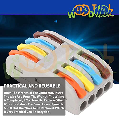 Image of 4 to 4 Inline Wiring Cable Connectors - Quick connectore Terminal Blocks - Electrical Connectors Blocks (4pcs, 4 to 4 Inline, Multi)