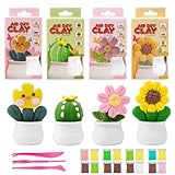 Alvian Air Dry Clay Succulent Plant Pot Kits Modeling Clay, DIY Airdryclay Kit with Sculpting Tools, Non-Toxic Ultra Light Modeling Magic Clay, Art Crafts Gift