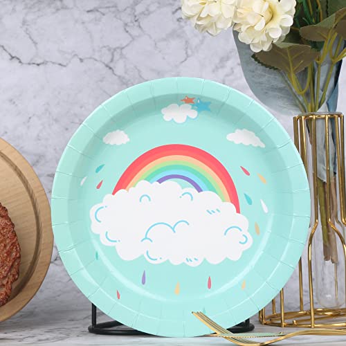 Pandecor Rainbow Themed Party Disposable Plates And Napkins Party Supplies Set,Serve Up To 16 Guests,Cake Dessert Plates And Napkins For Kid's Birthday Party,Baby Shower #TOP3