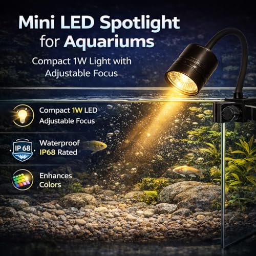 Image of VAYINATO Mini LED Aquarium Spotlight 1W | Focus Warm Light | Waterproof Submersible Lamp for Fish Tank & Aquarium Plants | Compact Clip-On Design
