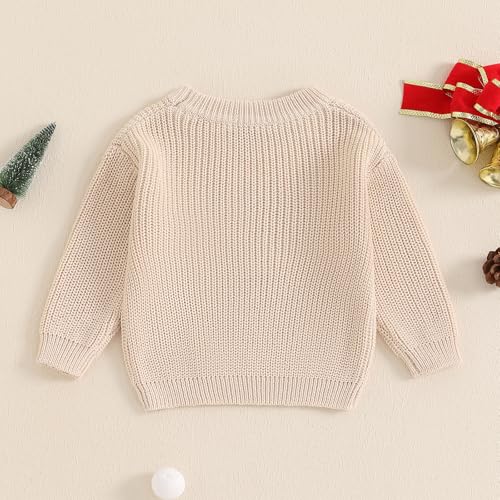 Toddler Boy Girl Christmas Sweater Letter Embroidery Long Sleeve Crew Neck Knitwear Pullover Kids Jumper Tops4