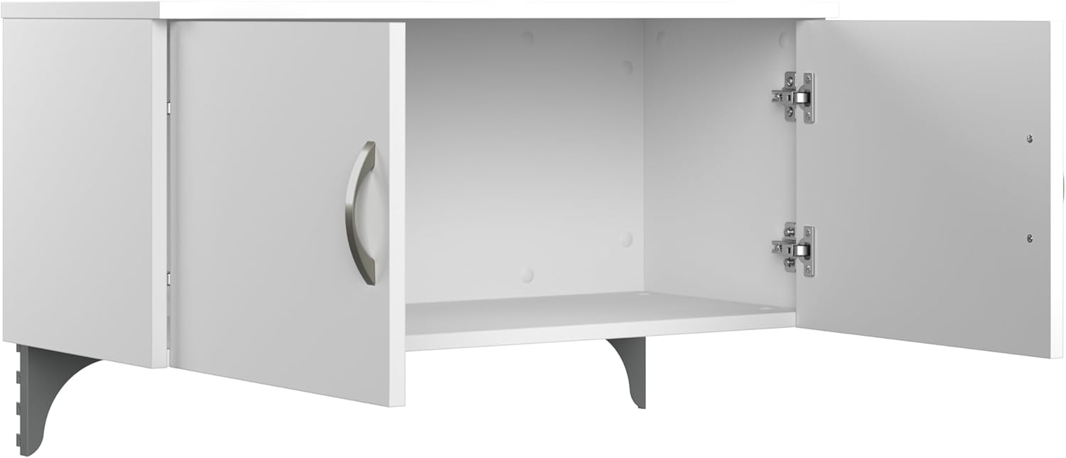 Bush Business Furniture Office in an Hour Cubicle Storage with Cabinet, Drawers, Paper Tray, and Pencil Holder in Pure White | Commercial Workspace Organization and Accessory Set