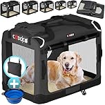 CADOCA® Medium Dog Crate - Fabric Dog Cage Foldable Portable Indoor & Car Travel Pet Carrier for Pets | Lightweight with Mesh Windows | Puppy, Kitten, Dog, Cat Carrier | 60x42x42cm Anthracite Grey
