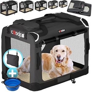 CADOCA® S Dog Crate | 50x35x35cm | Foldable Breathable Car Pet Transport Box | Dog Travel Crate | Robust Pet Vet Holiday Cat Carrier Puppy Kitten Rabbit | Anthracite Grey