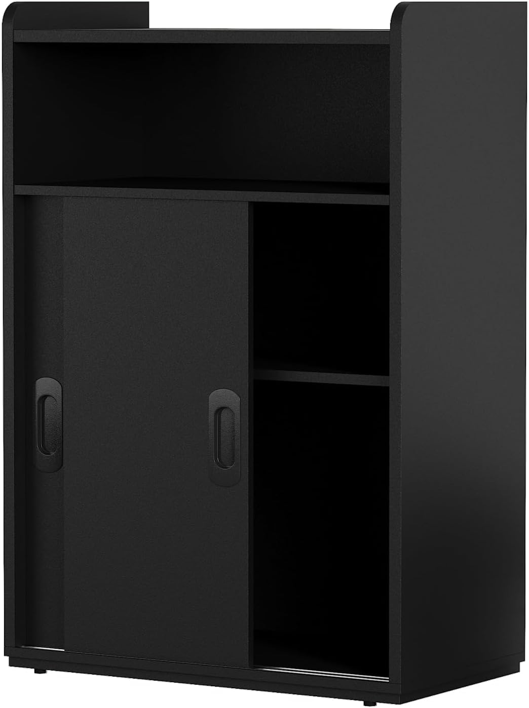 Adjustable Storage Cabinet with Sliding Doors, Multi-Functional Organizer with 2-Tier Shelves, Height-Adjustable Design, Compact Cabinet for Small Spaces (White)