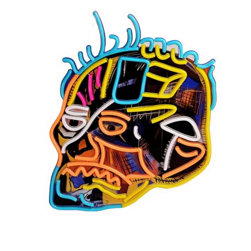 Image of Skull Neon Sign for Wall Decor, Pop Art Neon Light, Adjustable Brightness, Aesthetic Wall Art for Gaming Room, Halloween Party, Man Cave, 16.1' x 19.6''