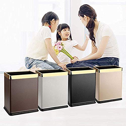 Poubelle carrée en acier inoxydable sans couvercle ouverte format D