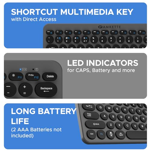 Amkette Optimus BT 4 in 1 Wireless Keyboard 2.4 GHz & Bluetooth 5.0 Connectivity with 3 Bluetooth and 1 USB Device, Compact Bluetooth Keyboard,... - Image 6