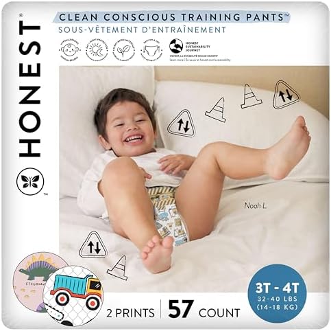 The Honest Company Training Pants, Rompin' & Stompin', Size 3T/4T, 57 Count