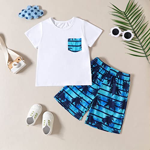 Ternos para meninos e meninos, manga curta, estampa de árvores, camisetas e shorts para crianças, Br