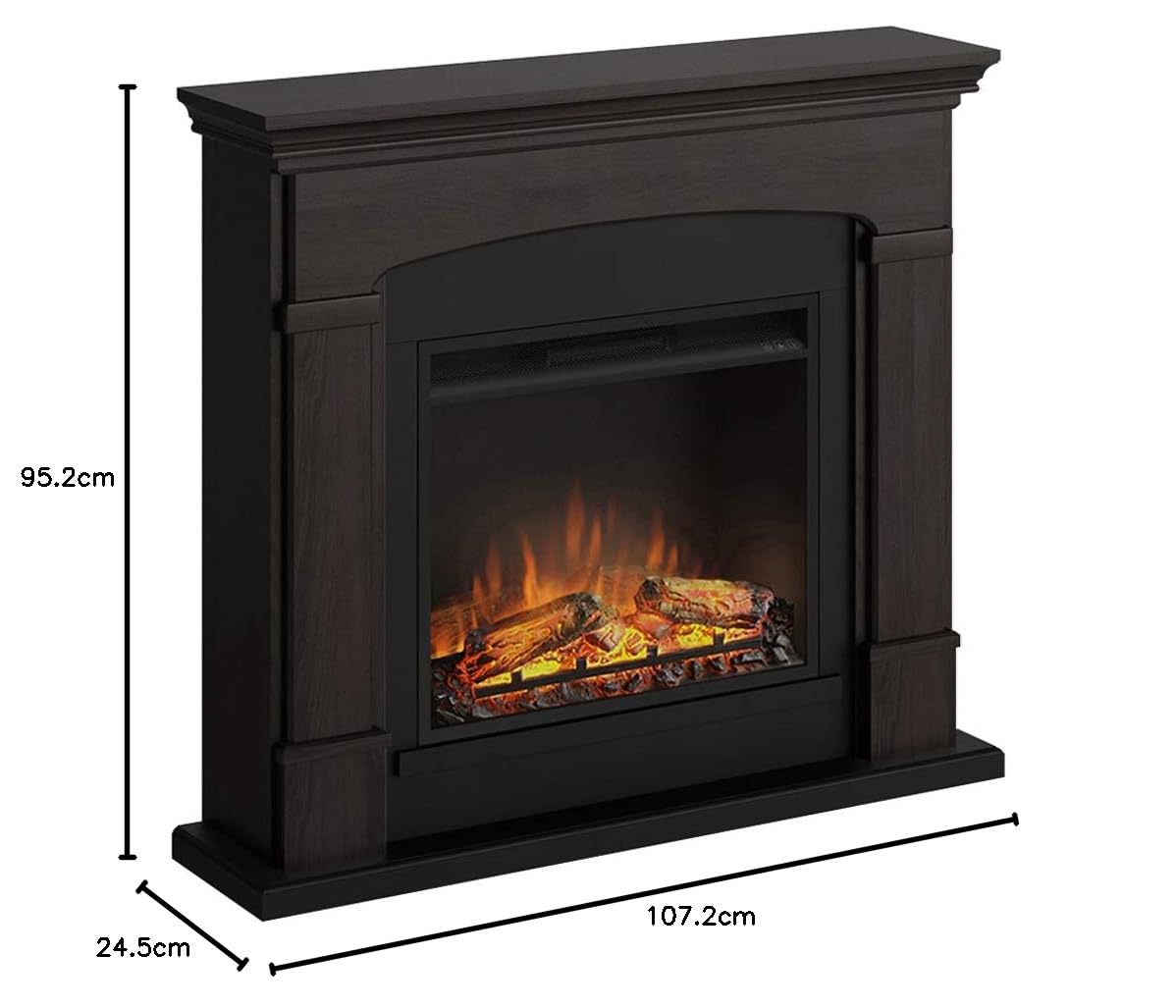 Kominek elektryczny TAGU Helmi z elektryczny wkład Powerflame 23", Ogrzewanie o mocy 1500 W, Programowalne 7 dni, Zdalne sterowanie pilotem