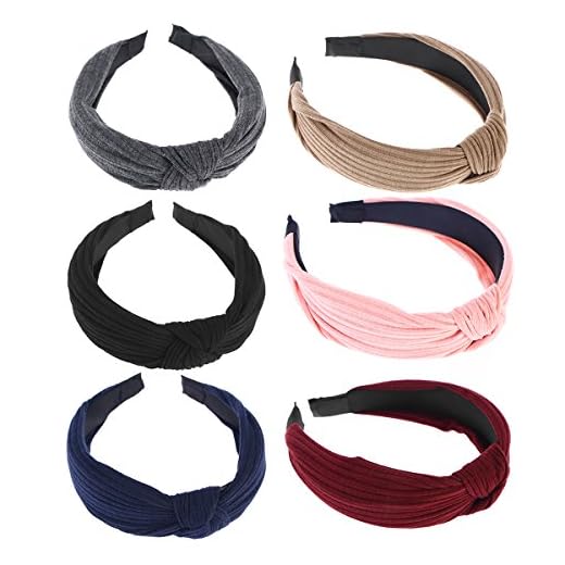 Frcolor 6 piezas de ancho bandas para la cabeza nudos turbante diademas para mujeres niñas (rojo vino + gris oscuro + azul marino + negro + color caqui + rosa)