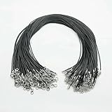 100 Piezas Trenzadas Ajustables de 1,5 mm, 2,0 mm, 45, 60 y 70 cm, Cuerda de Cera Negra con Cierre de Langosta, cordón para Collar, cordón para Colgante de joyería, 1,5 mm, 60 cm, 100 pie