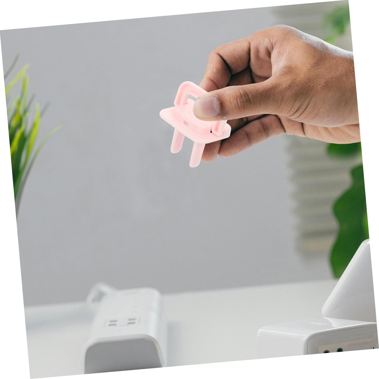 HEMOTON 40pcs Proofing Outlet Covers for Safety Electrical Socket Protection, 2-Hole Pink Pattern Plug Protectors for Nursery and Home Use
