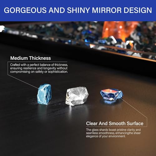 NUPICK 20 Pound Fire Glass for Fire Pit, 1/2 Inch Tempered Mixed Fire Glass in Bahama Blend for Propane Fire Pit & Gas Fireplace, Blue and White Fire Glass Rock