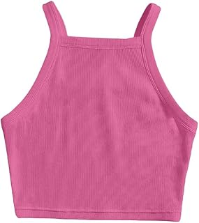 بلوزة قصيرة منسوجة ومضلعة بحمالات سباغيتي رفيعة للنساء