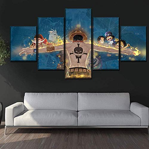 Chapeau de paille tableau anime 5 pièces pour créer un espace gaming et salon moderne
