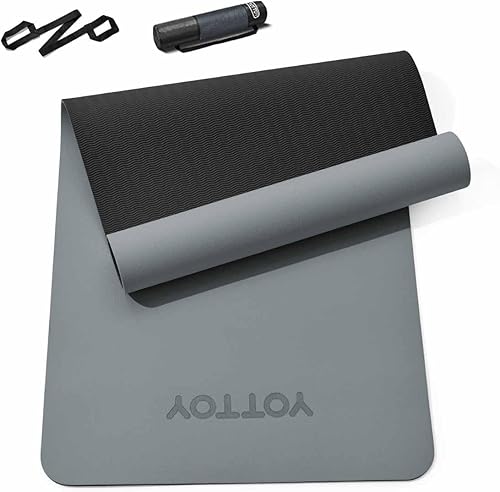 Miniatura 12 de Esterilla de yoga, esterilla de ejercicios antideslizante de TPE (1/4 pulgada) para pilates, fitness y entrenamientos a pie descalzo, esterilla de