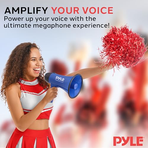 Pyle PMP21BL Portable Megaphone Speaker Siren Bullhorn - Compact and Battery Operated with 20 Watt Power, Microphone, 2 Modes, PA Sound and Foldable Handle for Cheerleading and Police Use, Blue by Pyle - Image 7