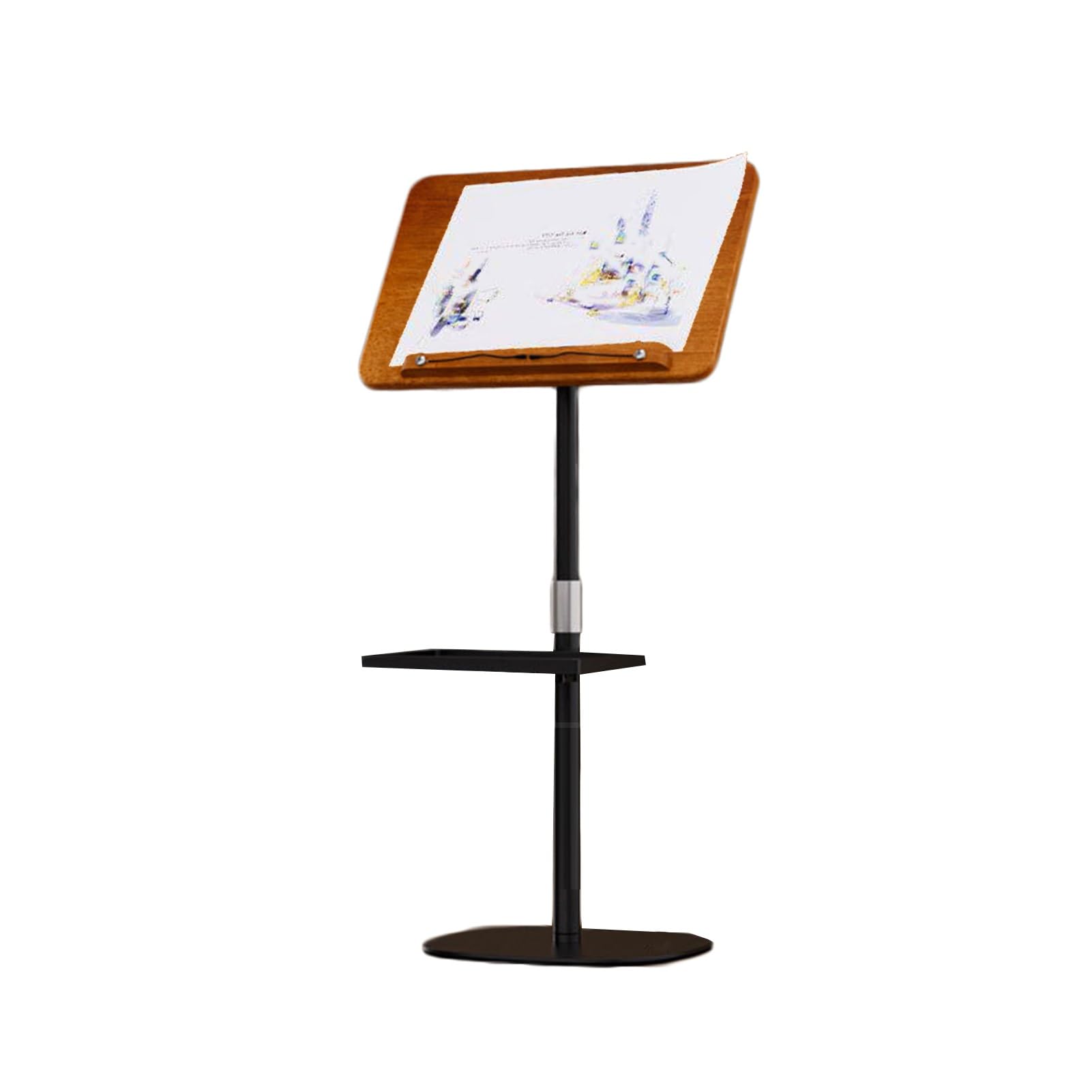 Generico Supporto per spartiti Regolabile in Altezza con Vassoio e Supporto per Tablet da Letto, Supporto da Pavimento Multiuso per proiettore, Ufficio e Studio (107-142 cm)
